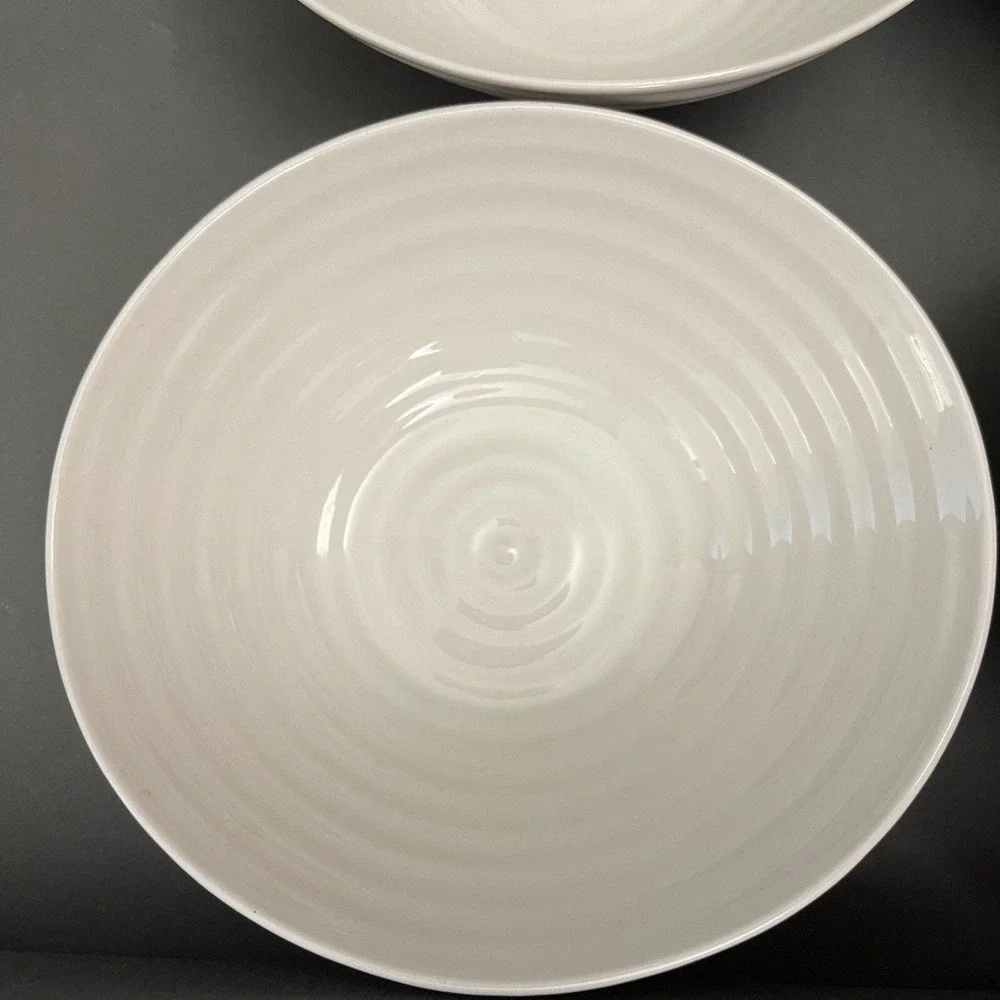 Sophie Conran Portmeirion White Soup‎ Cereal Bowls Ribbed Lot of 4